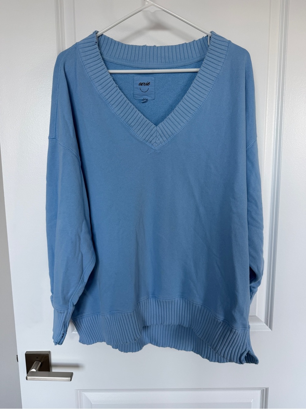 aerie Light Blue V-Neck Oversized Sweater